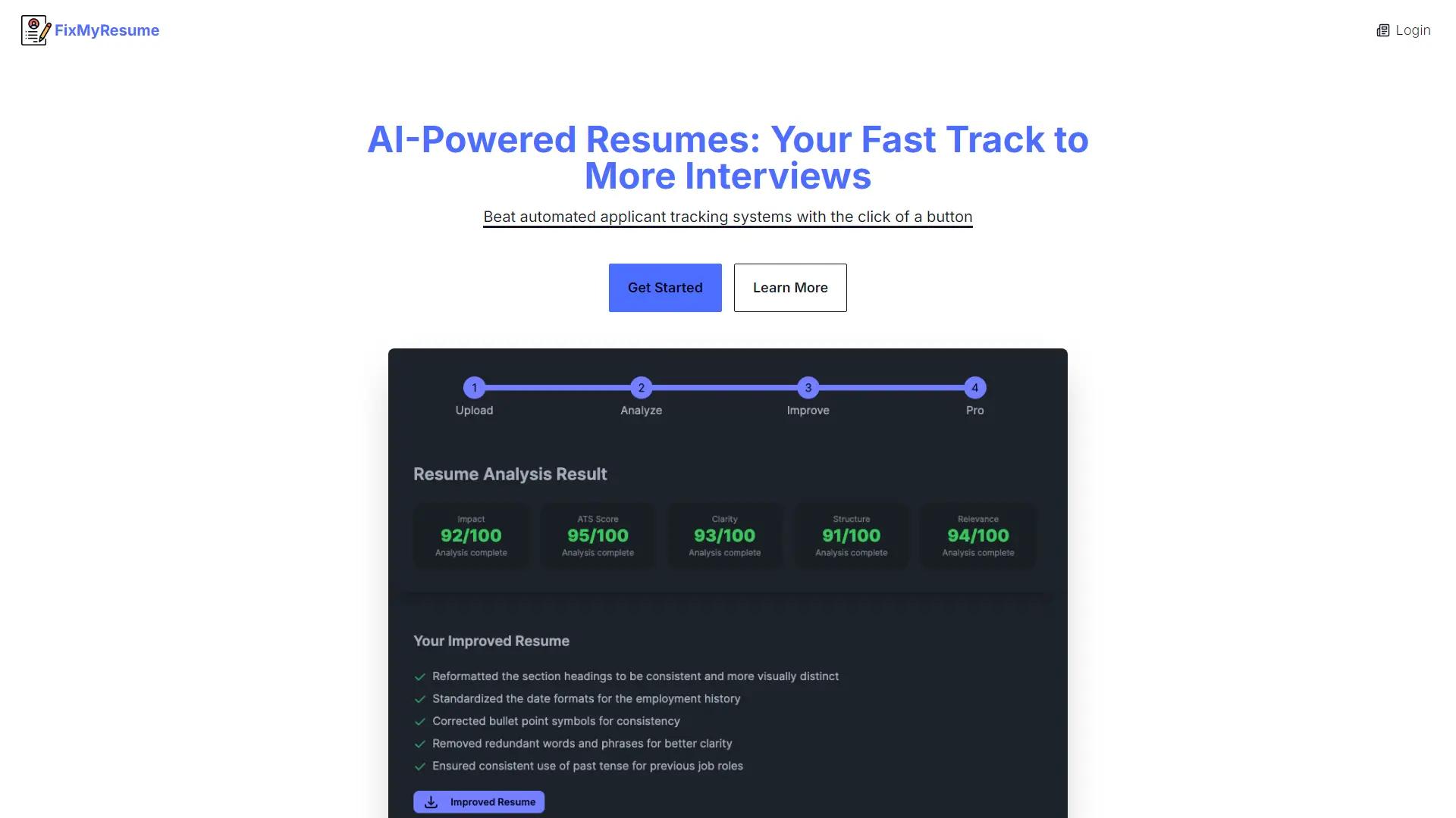 FixMyResume AI screenshot