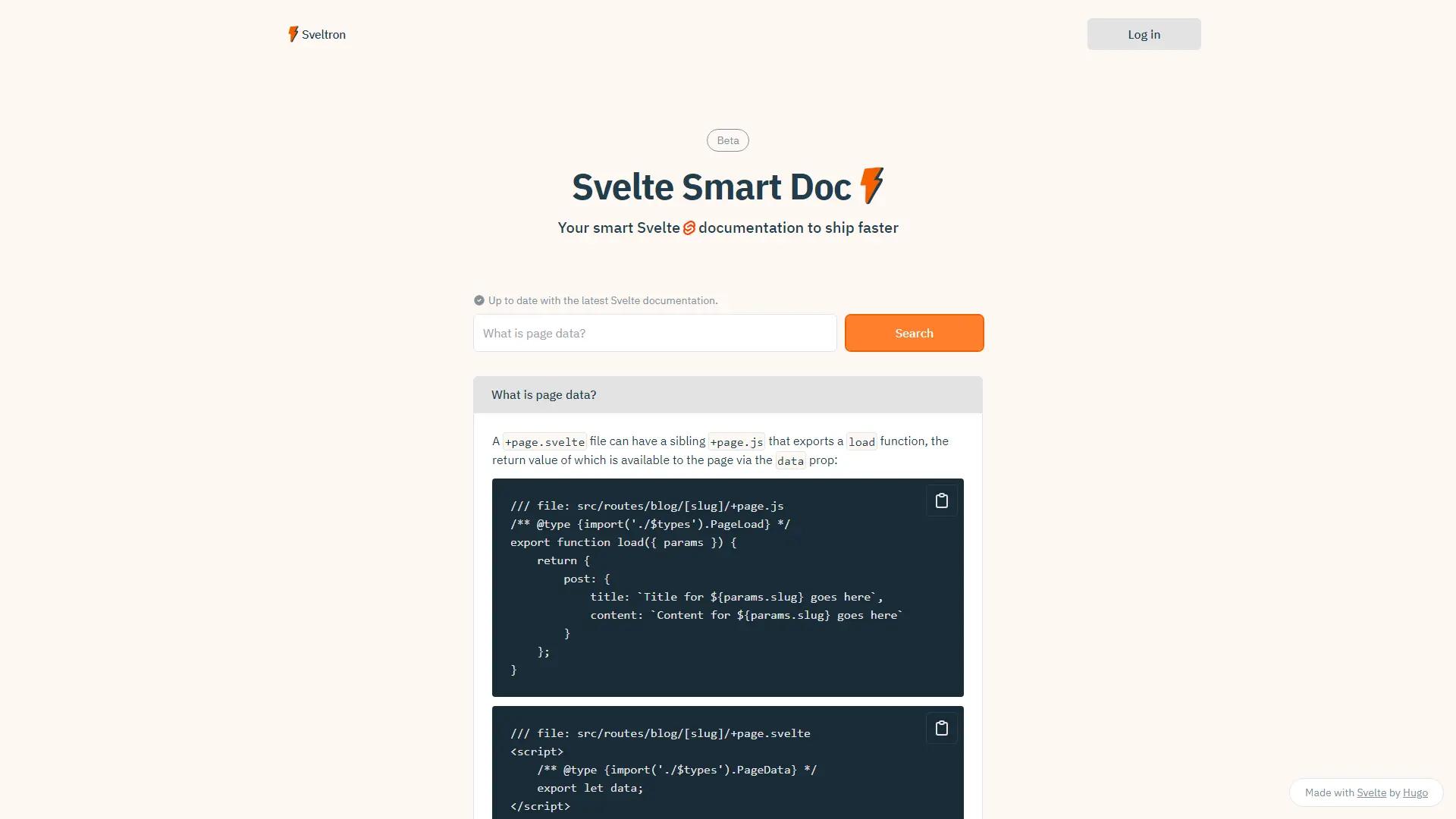 Sveltron screenshot