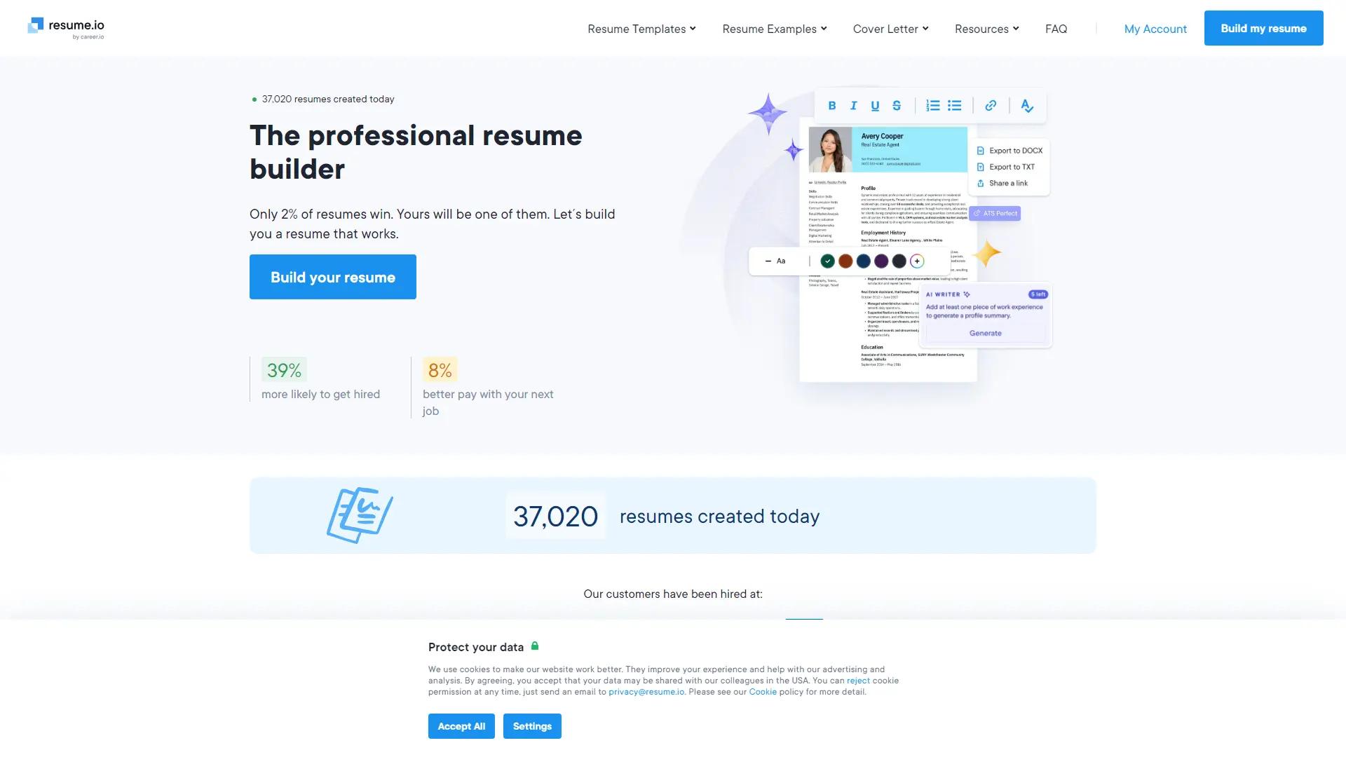 Resume.io screenshot