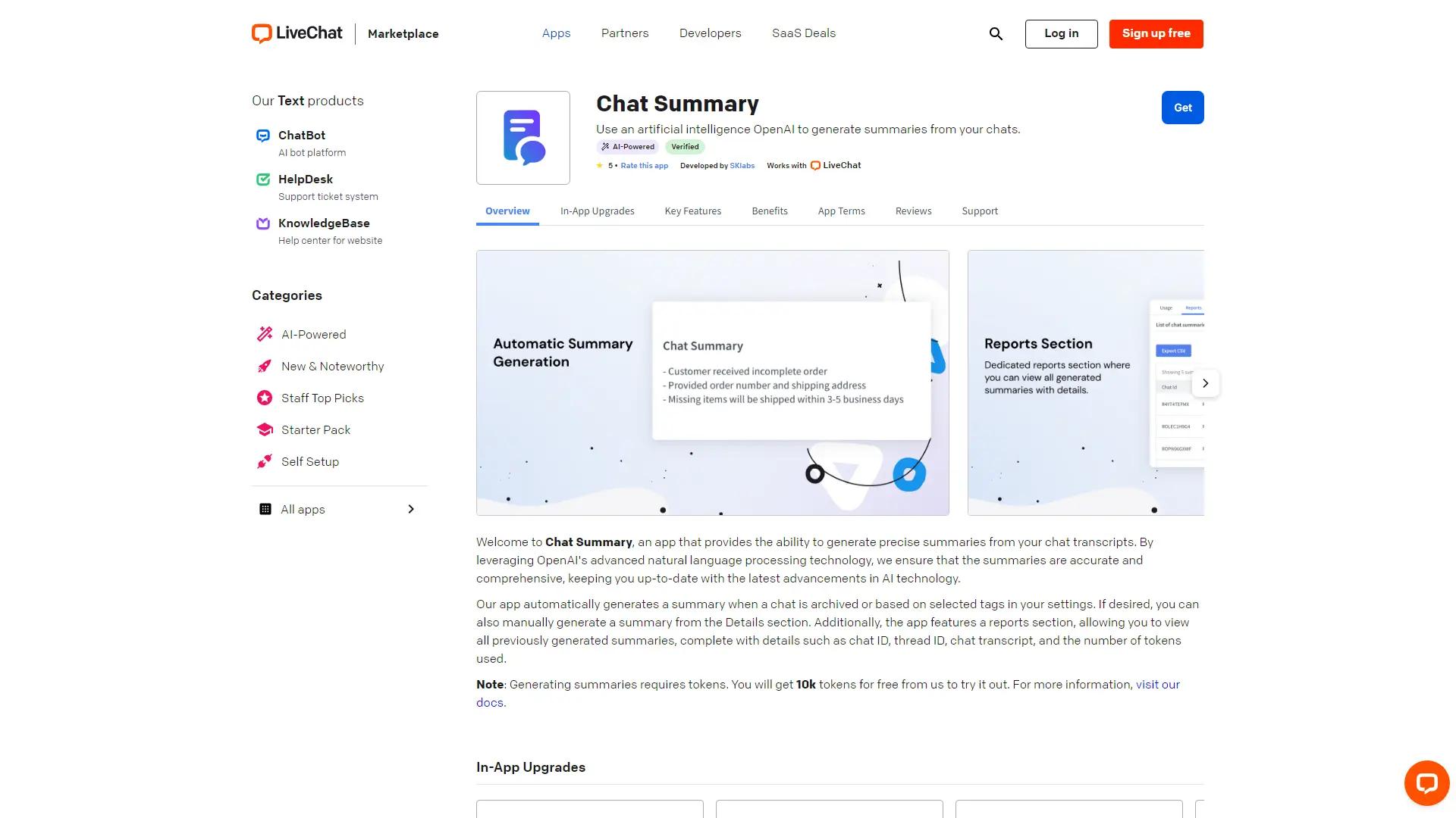 Chat Summary For LiveChat screenshot