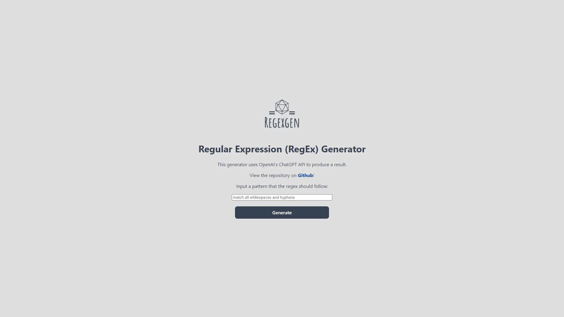 RegEx Generator screenshot