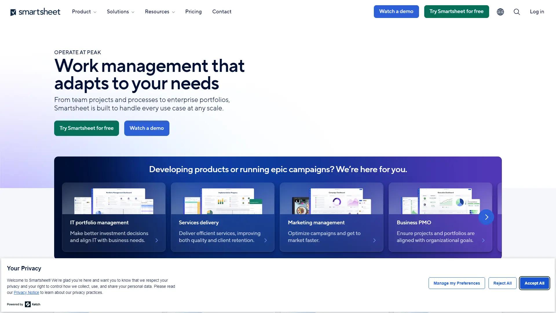 Smartsheet screenshot