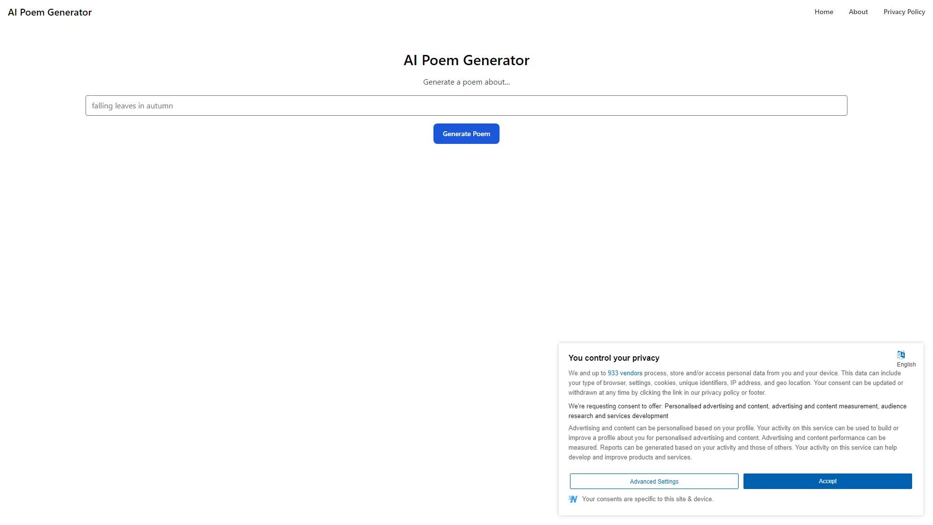 AI Poem Generator screenshot