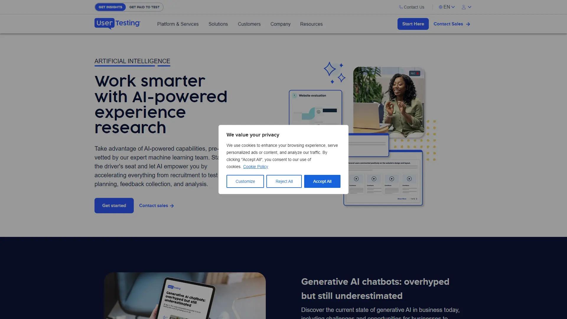 UserTesting AI screenshot