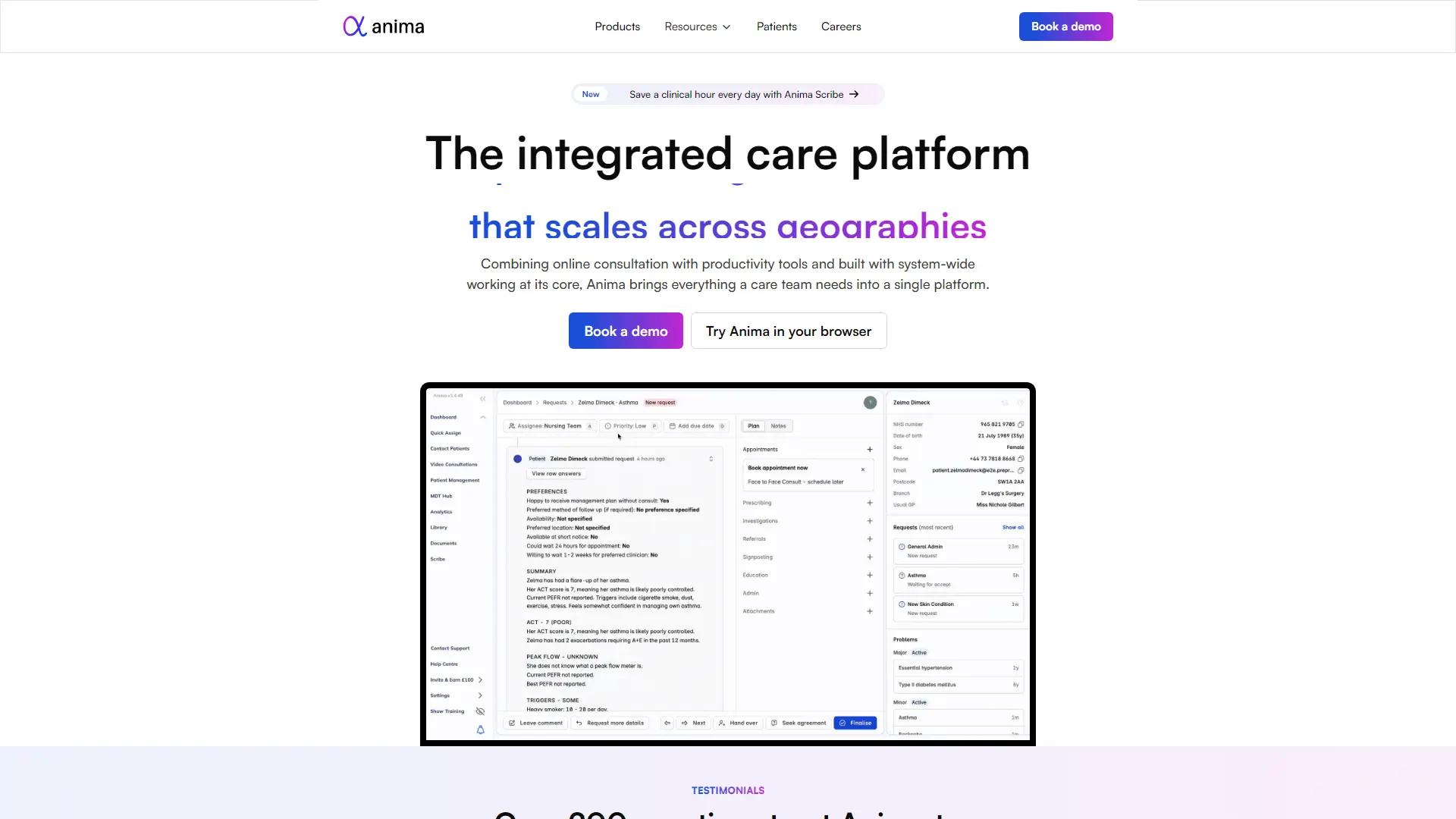 Anima Health screenshot