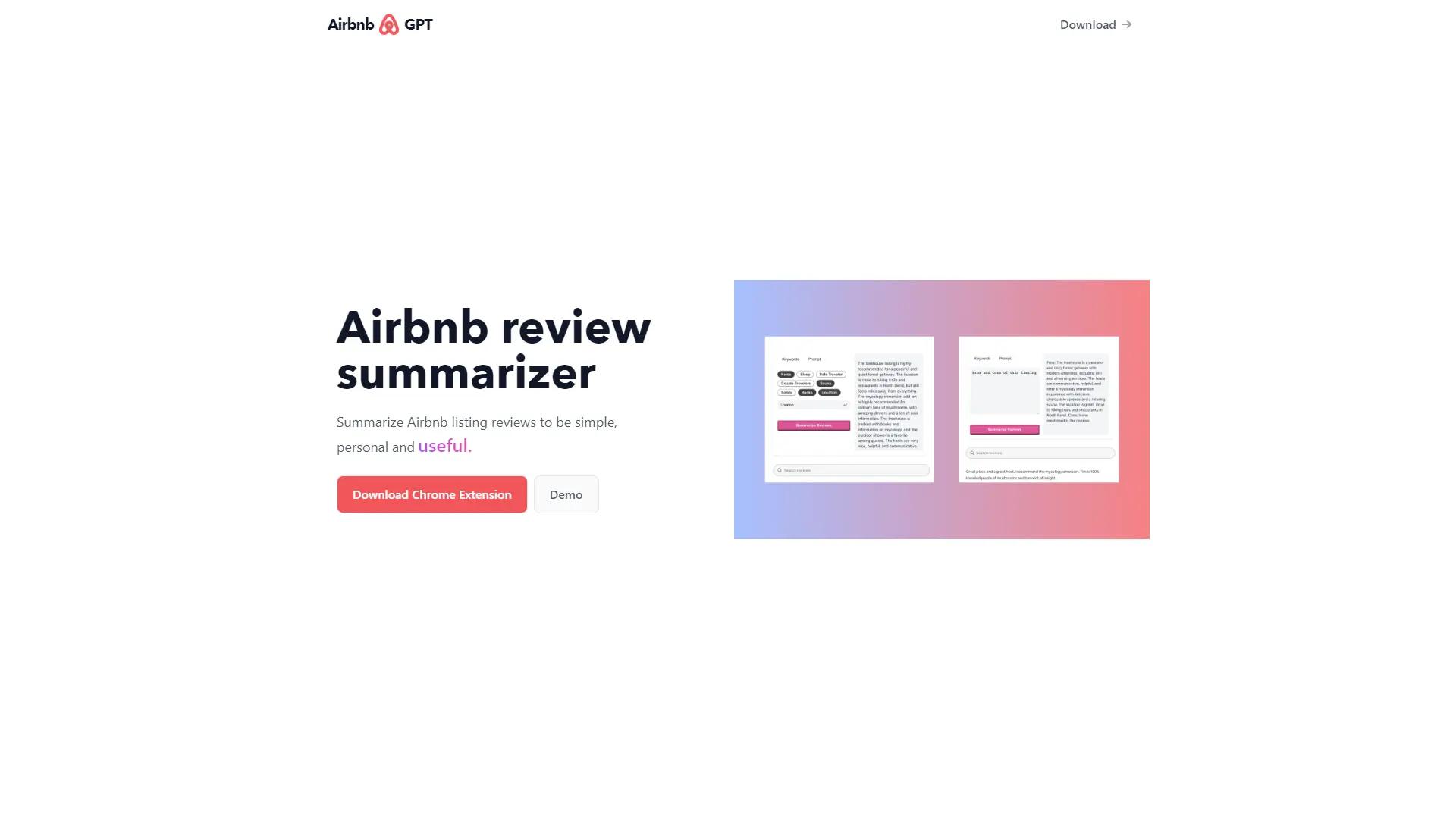 Airbnb Review Summarizer screenshot