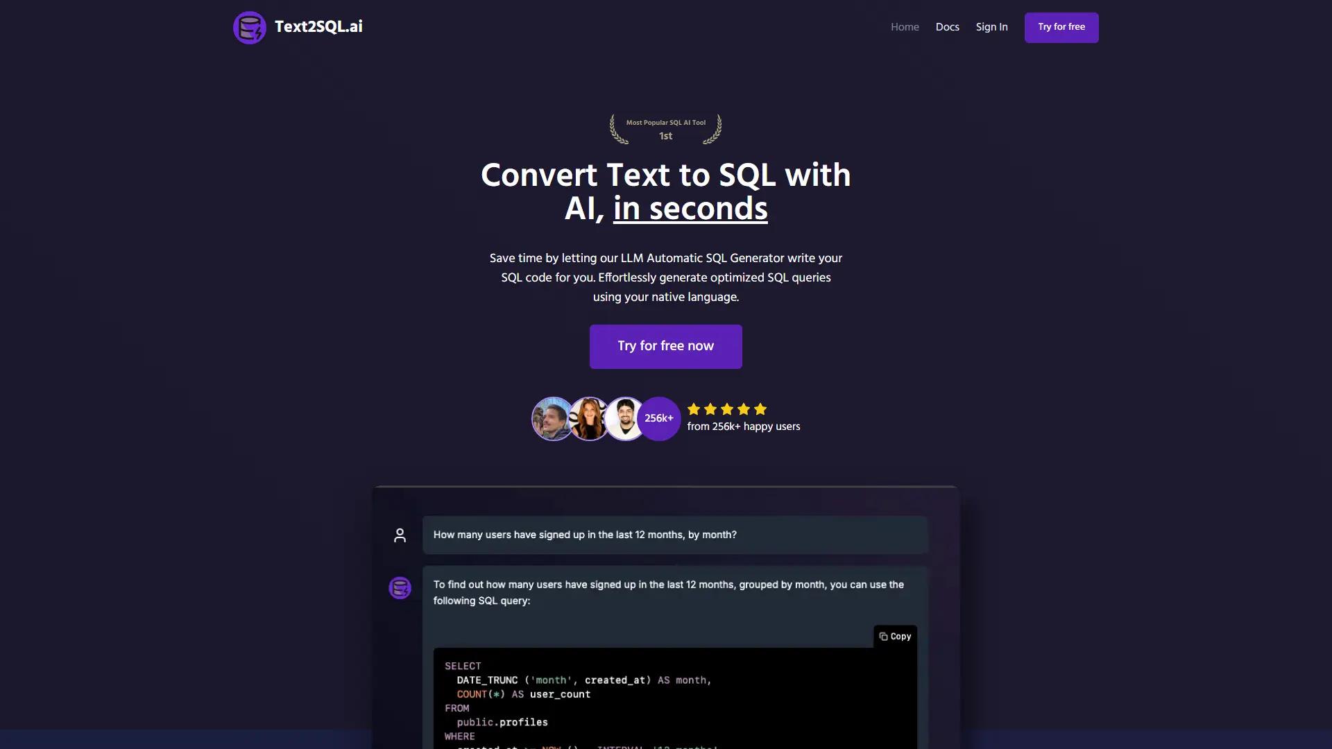 Text2SQL.AI screenshot