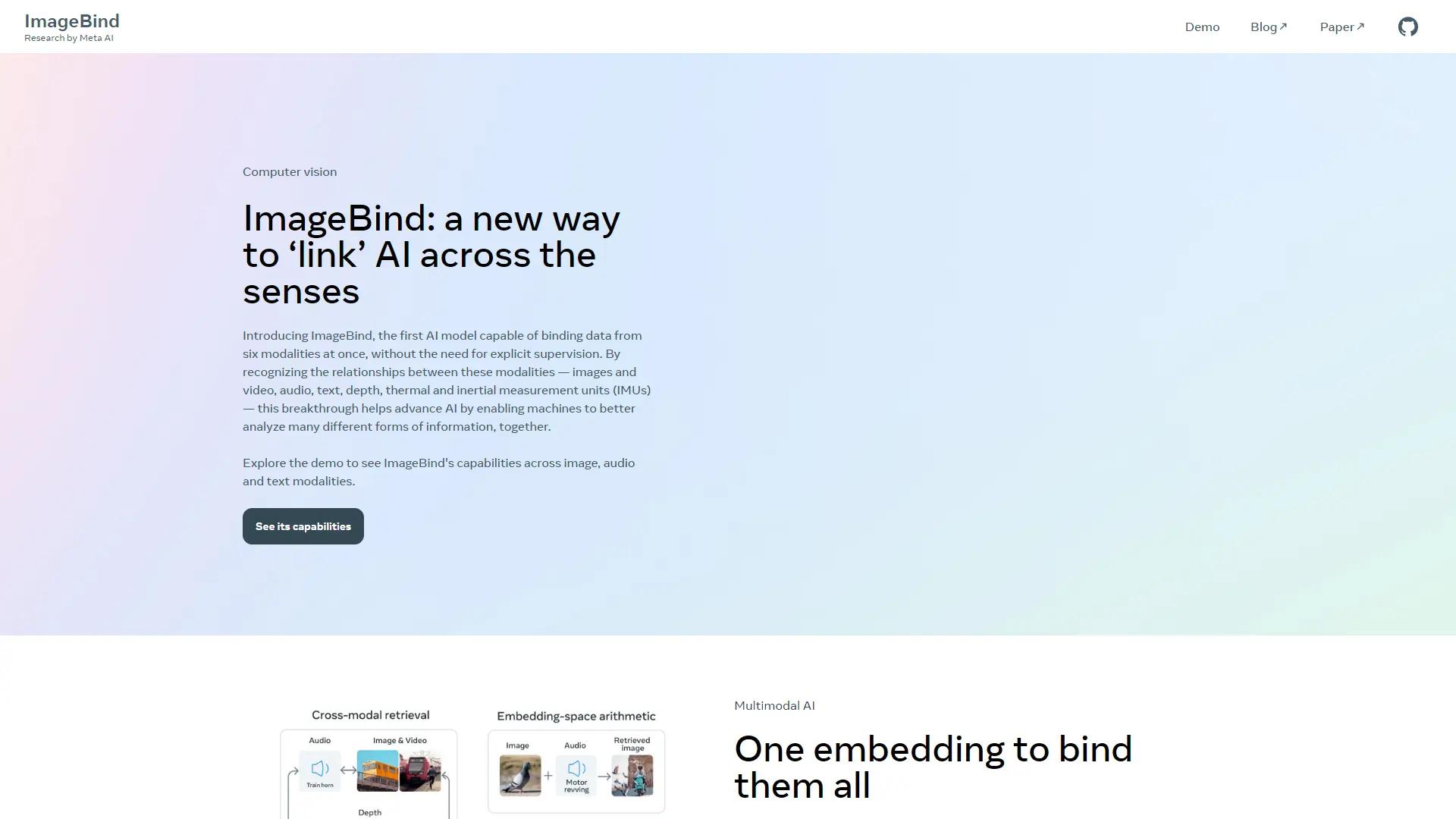 ImageBind By Meta screenshot