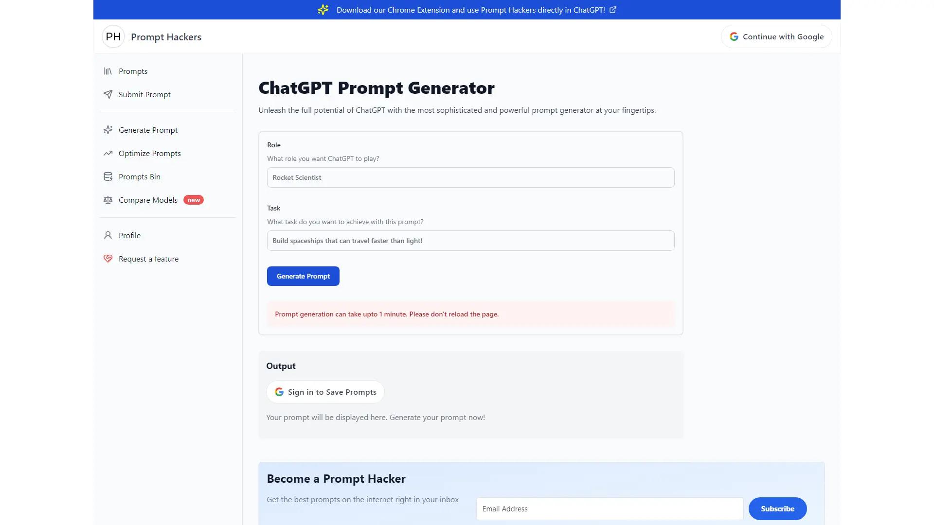 Prompthackers screenshot