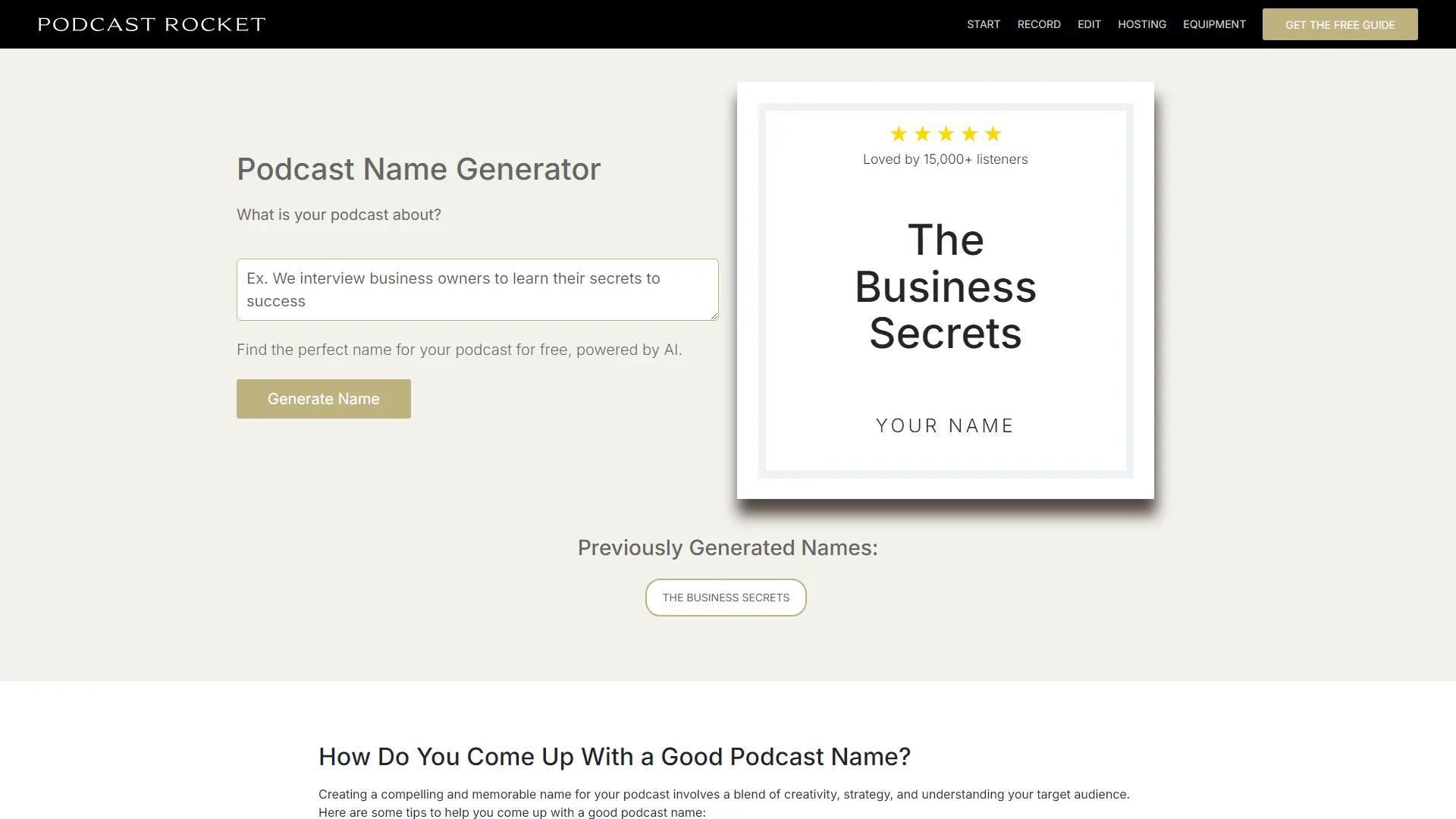 Podcast Name Generator screenshot