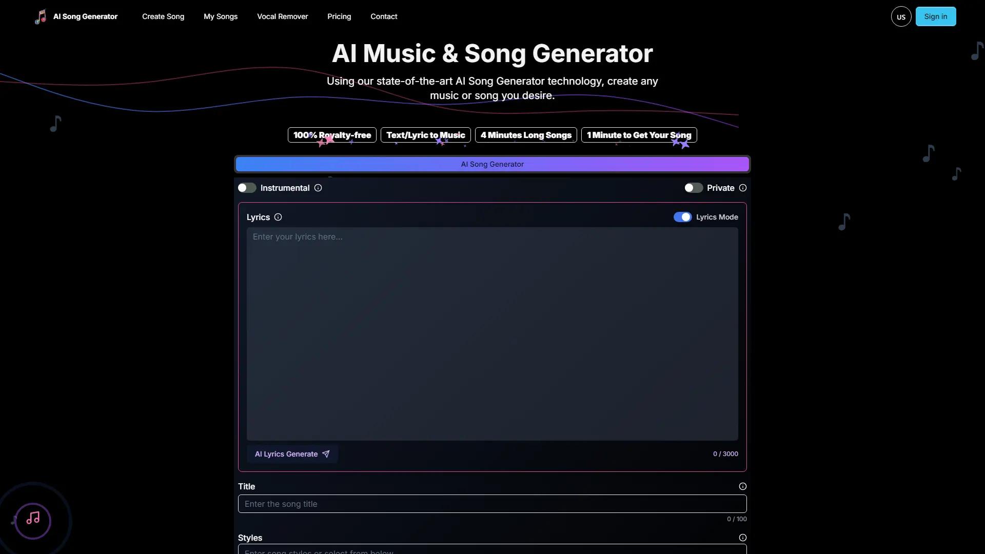 AISongGenerator.Io screenshot