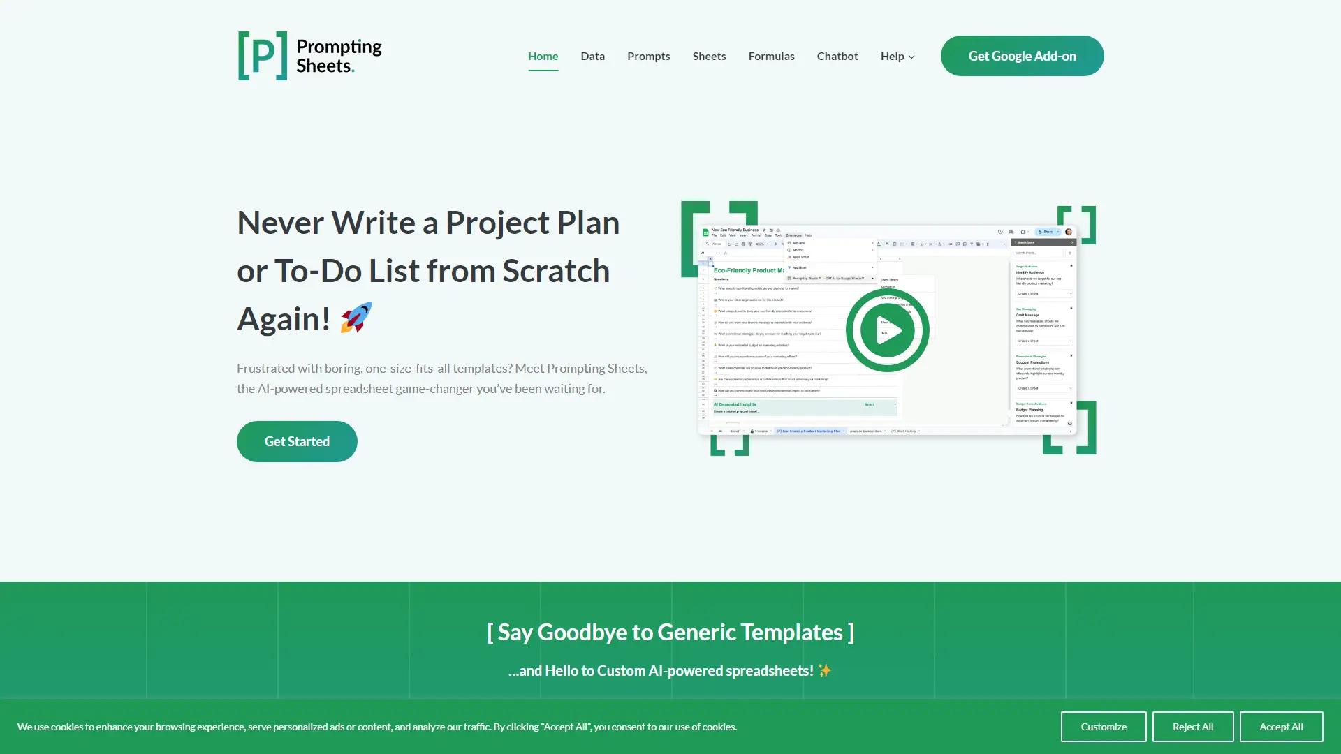 Prompting Sheets� screenshot