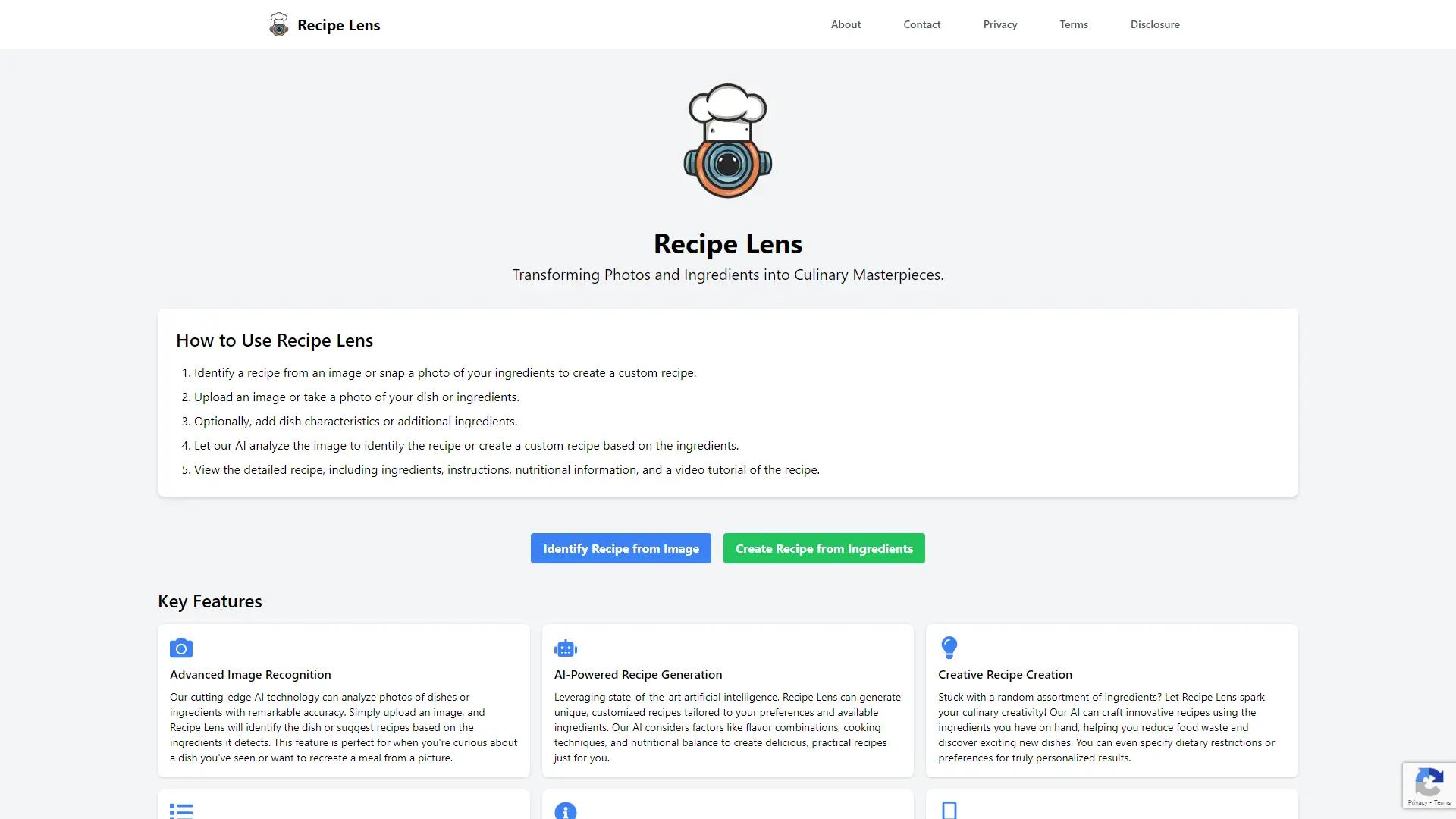 Recipe Lens screenshot