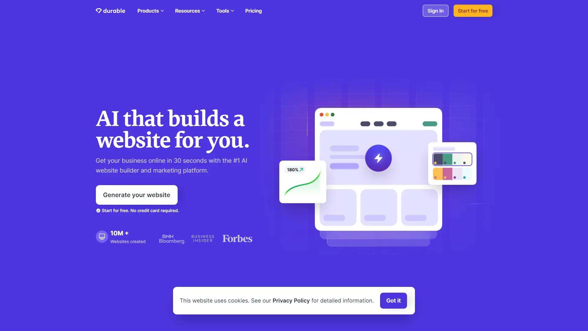 Durable AI Site Builder screenshot