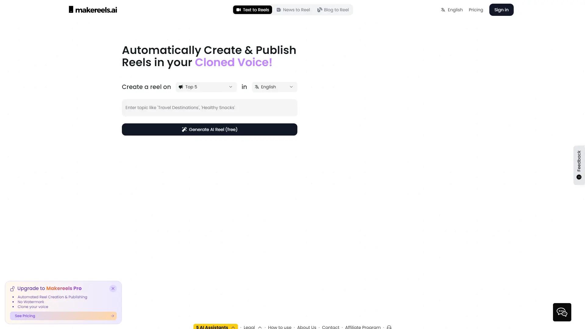 Makereels.ai screenshot