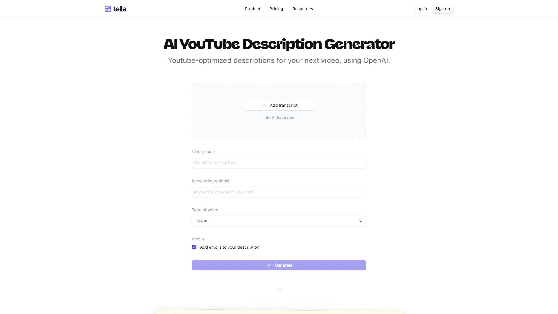 AI YouTube Description Generator screenshot
