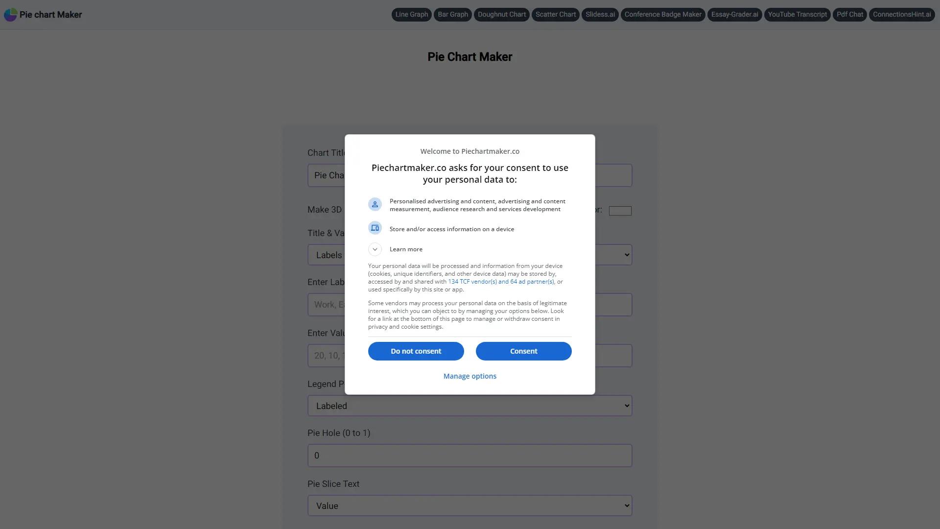 Piechartmaker.Co screenshot