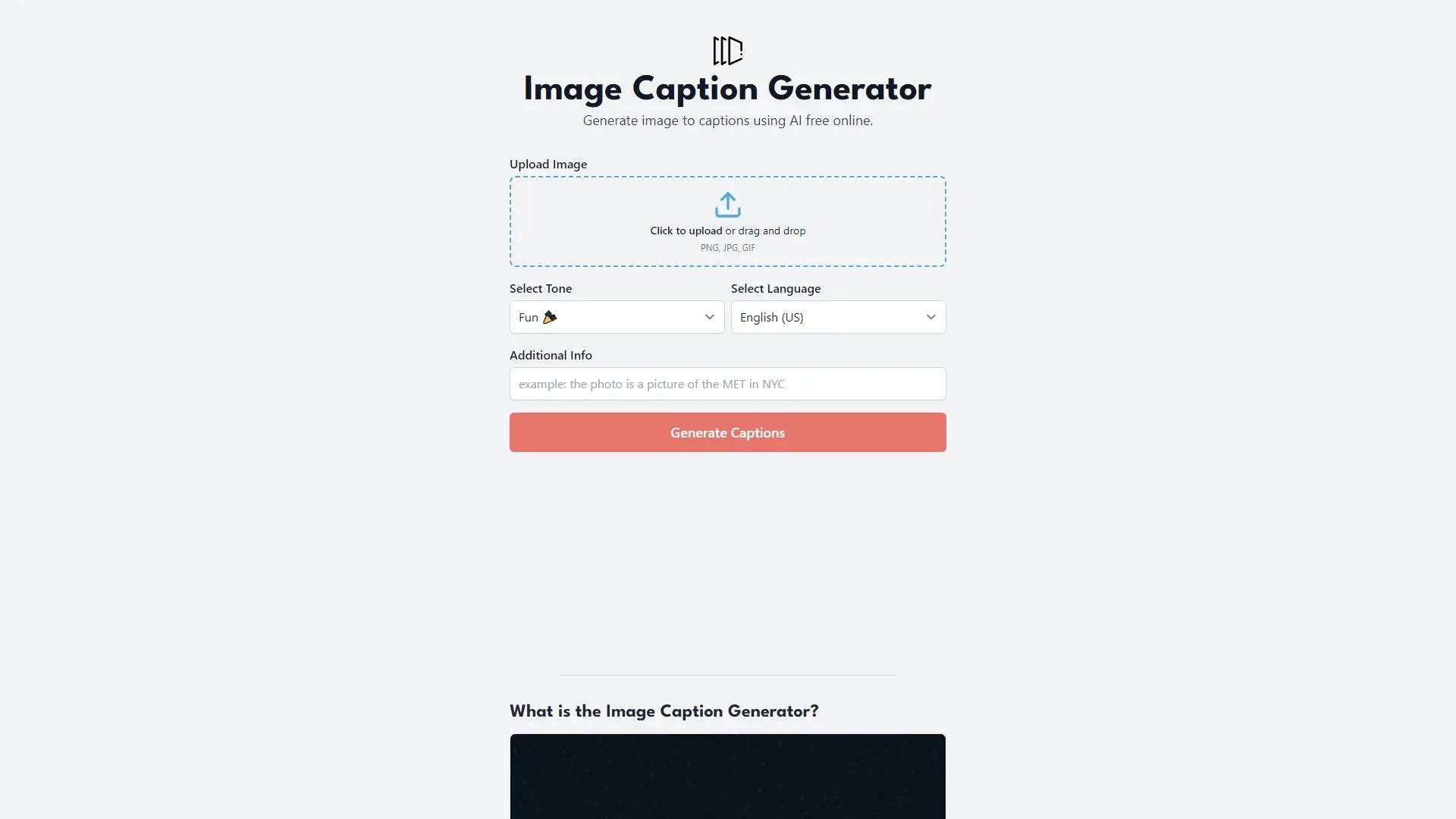 Image Caption Generator screenshot
