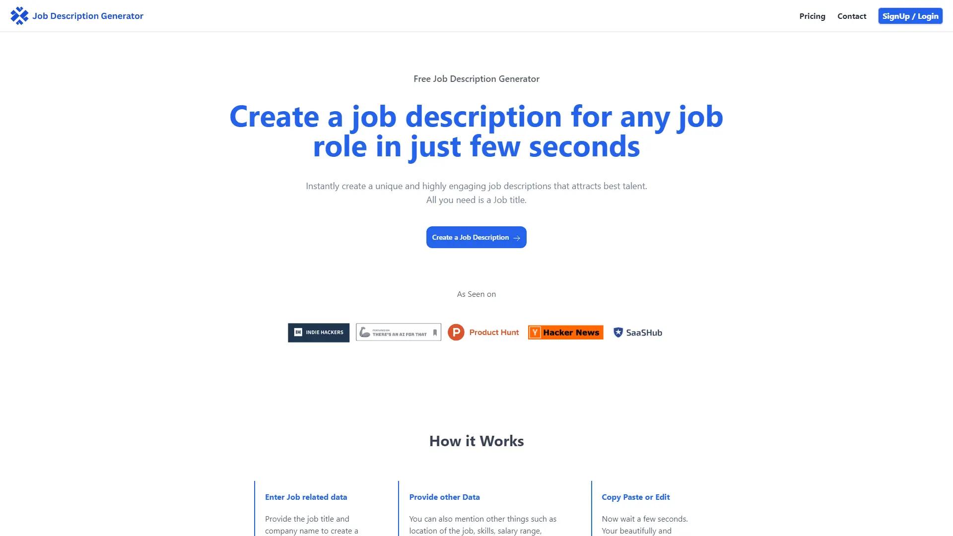 JobDescriptionGenerator screenshot