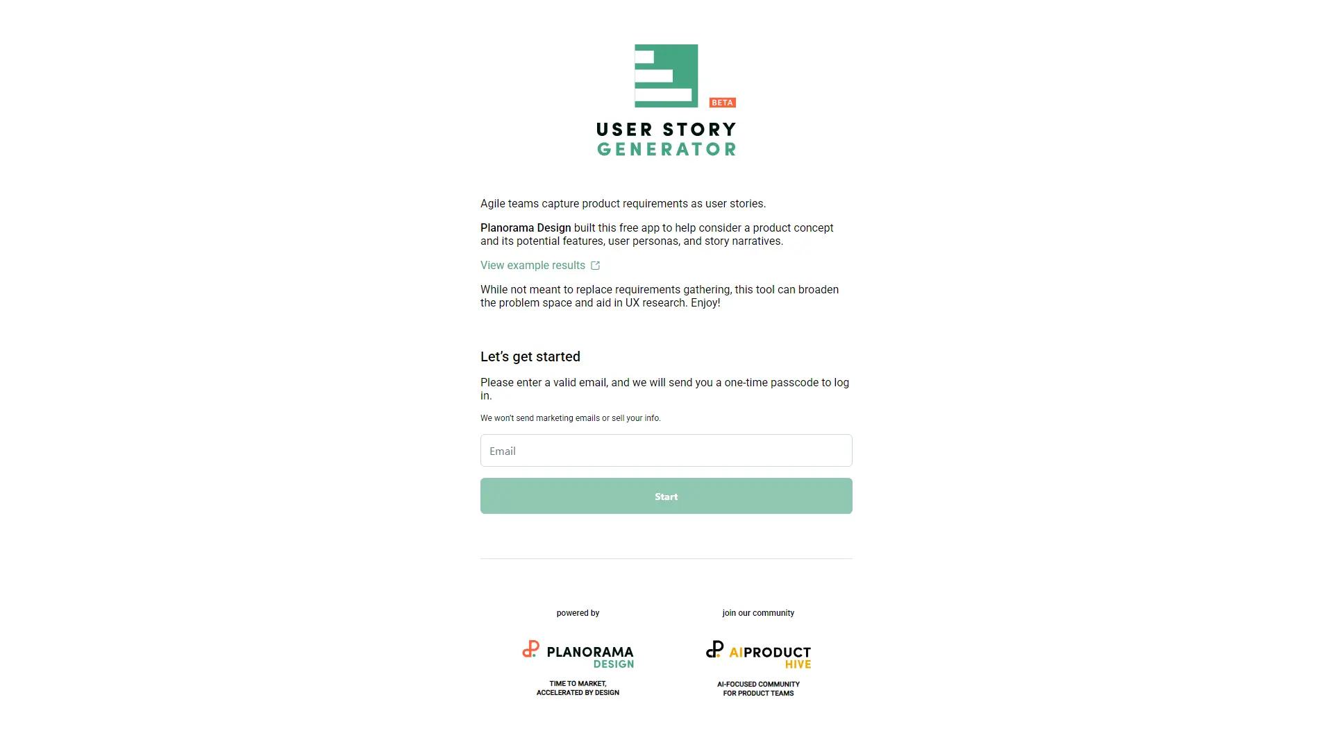 User Story Generator screenshot