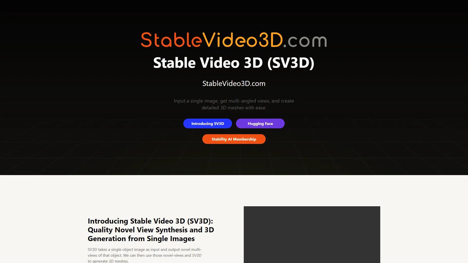 Stable Video 3D screenshot