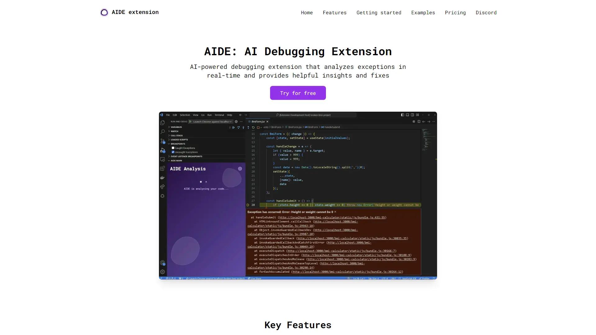 AIDE extension screenshot