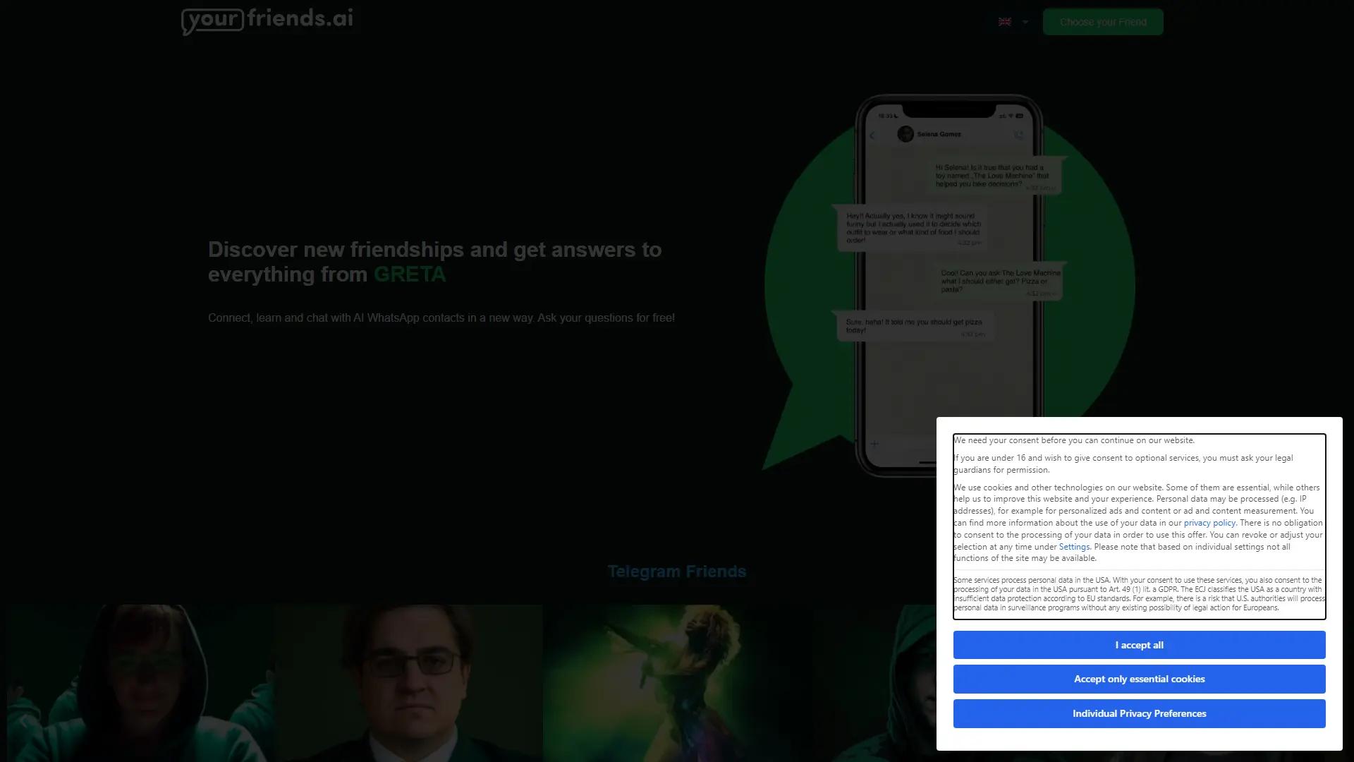 Yourfriends.Ai screenshot