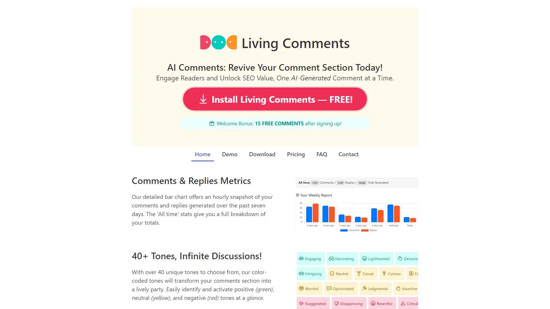 Living Comments - Wordpress screenshot