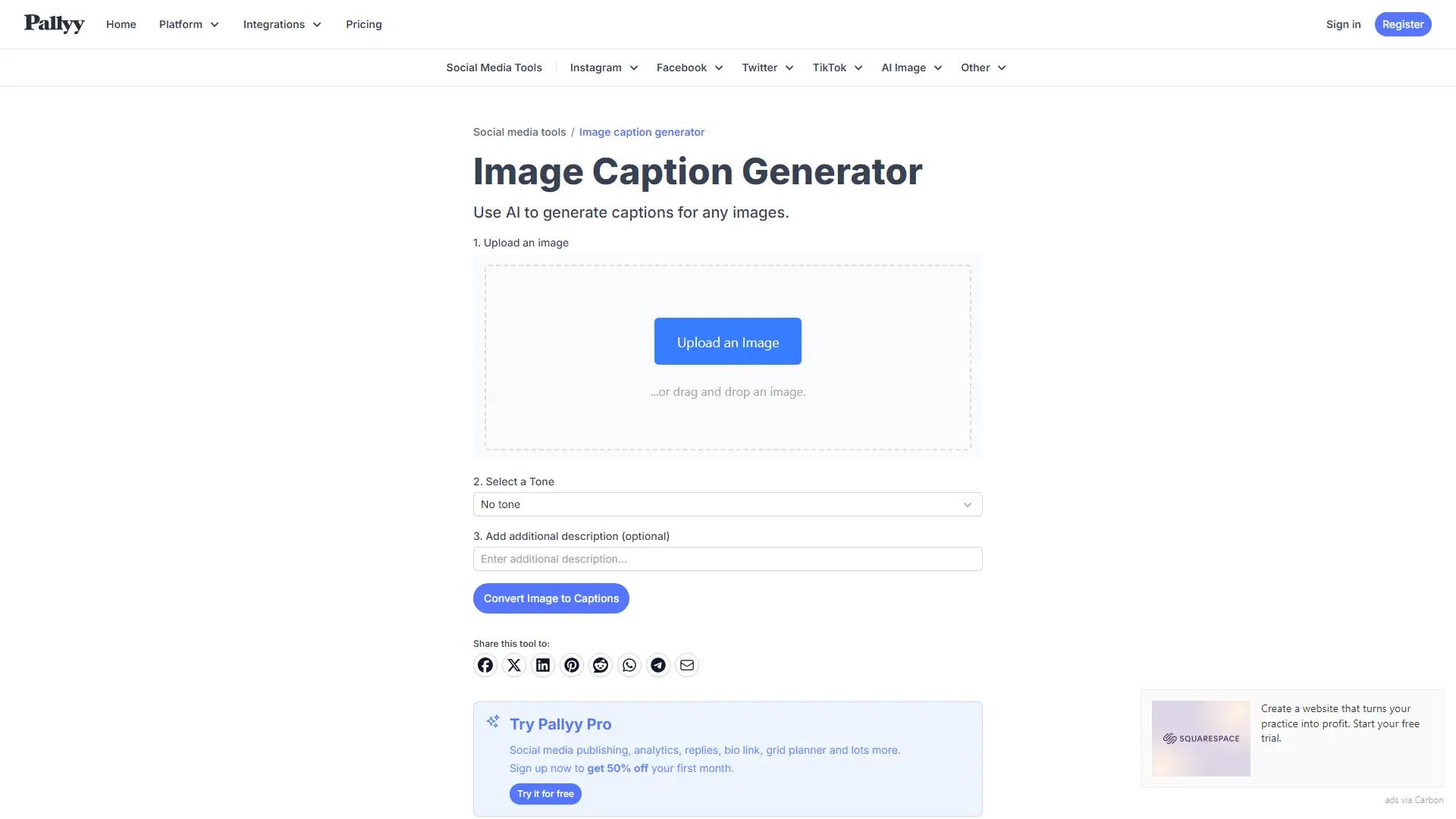 Pallyy Image Caption Generator screenshot