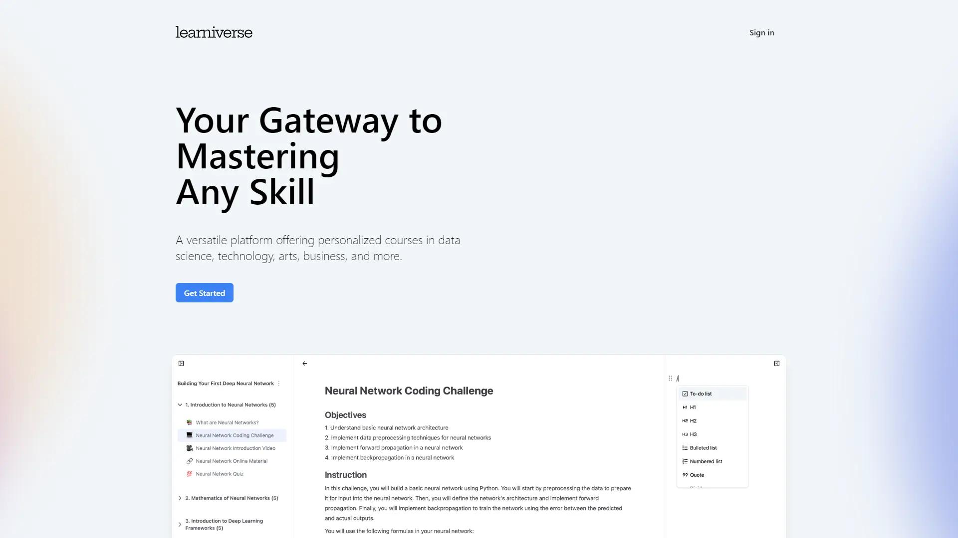 Learniverse screenshot