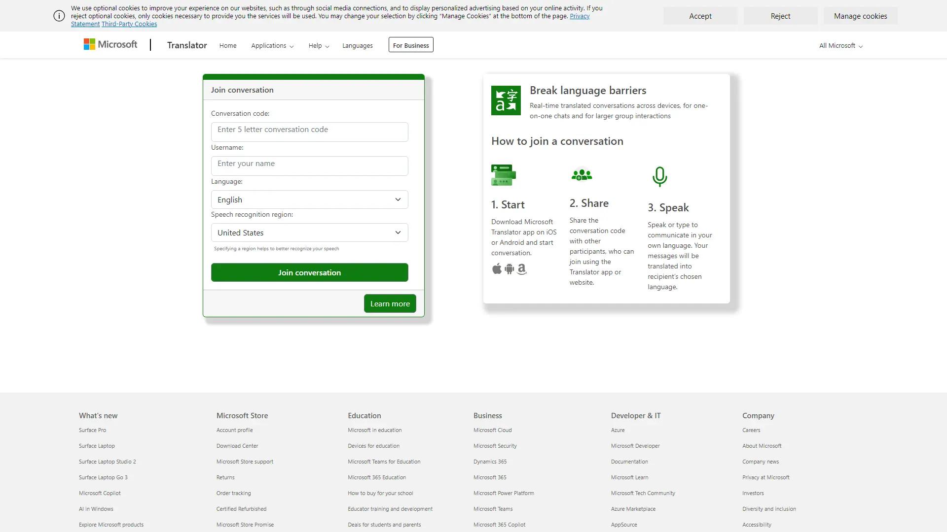 Translator Microsoft screenshot