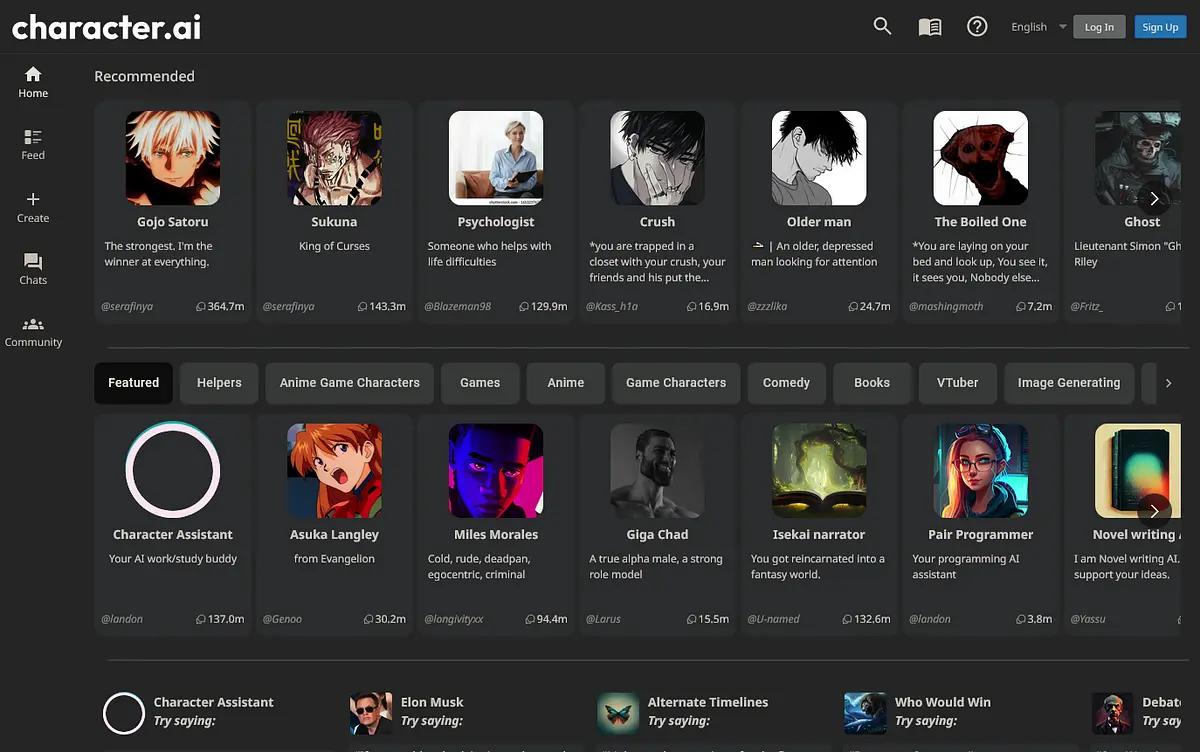 Character AI screenshot