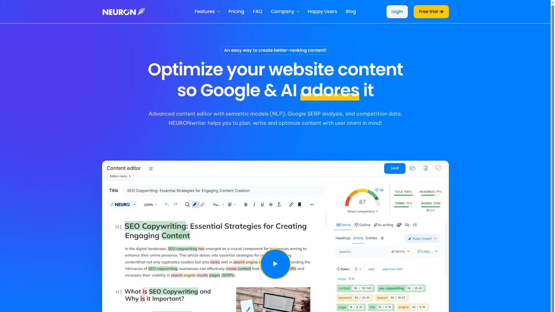 NEURONwriter screenshot