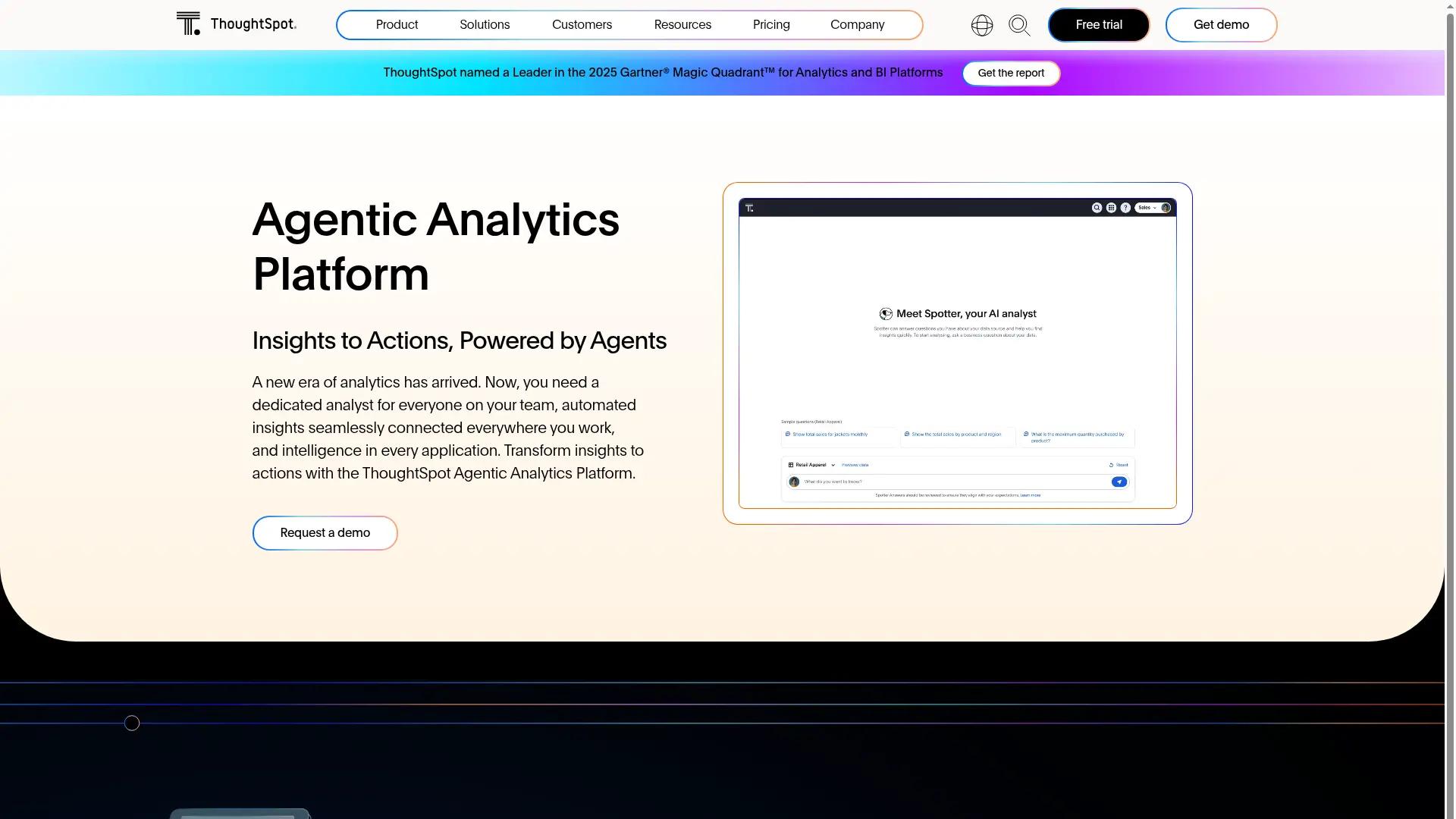 ThoughtSpot Agentic Analytics Platform screenshot