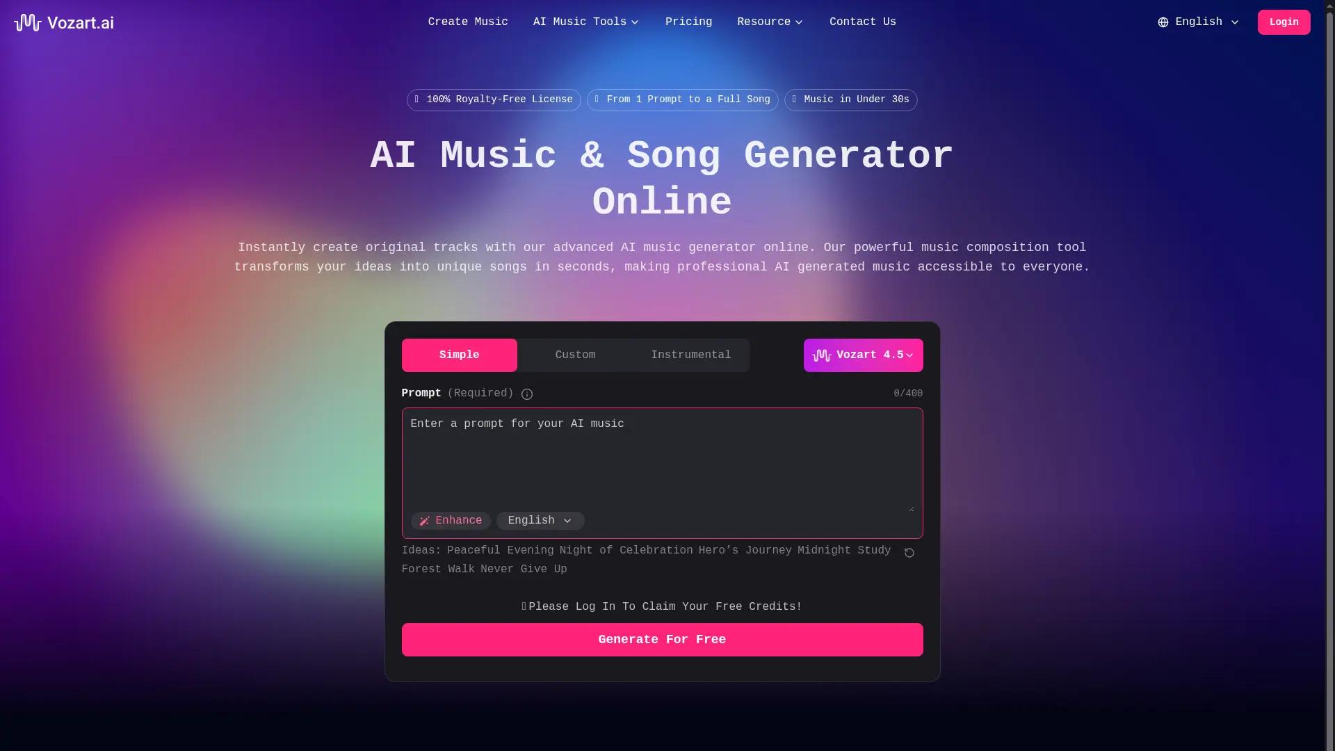 Vozart.ai screenshot