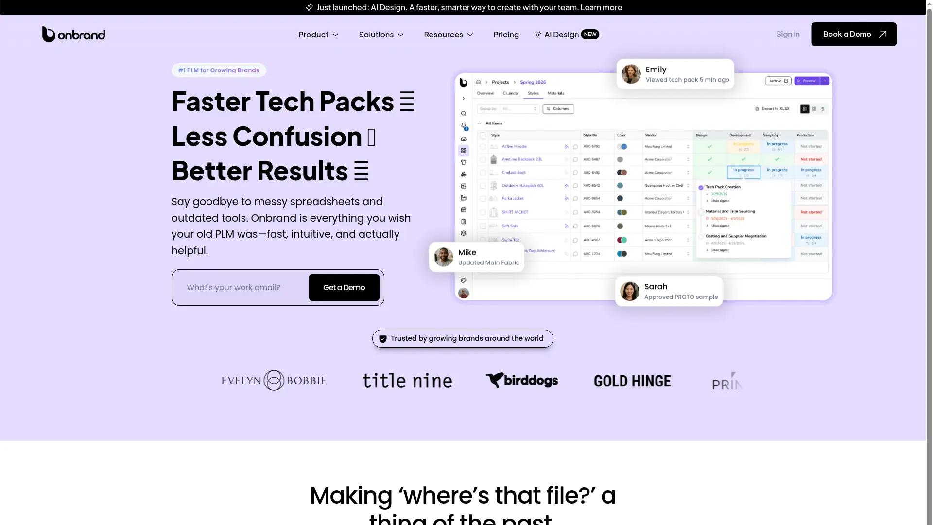 Onbrand PLM screenshot