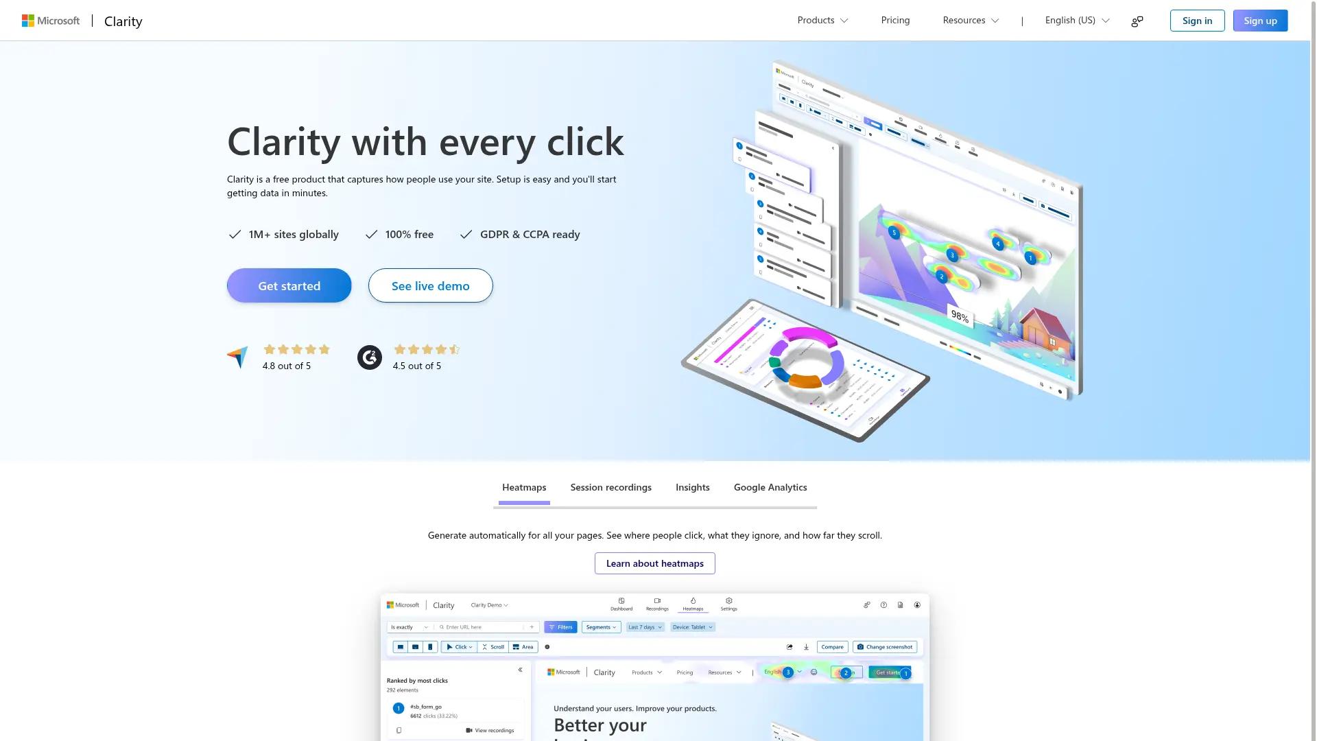 Microsoft Clarity screenshot