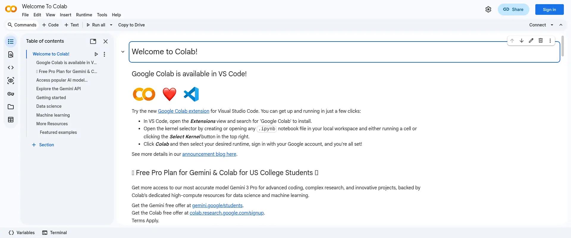 Google Colaboratory screenshot