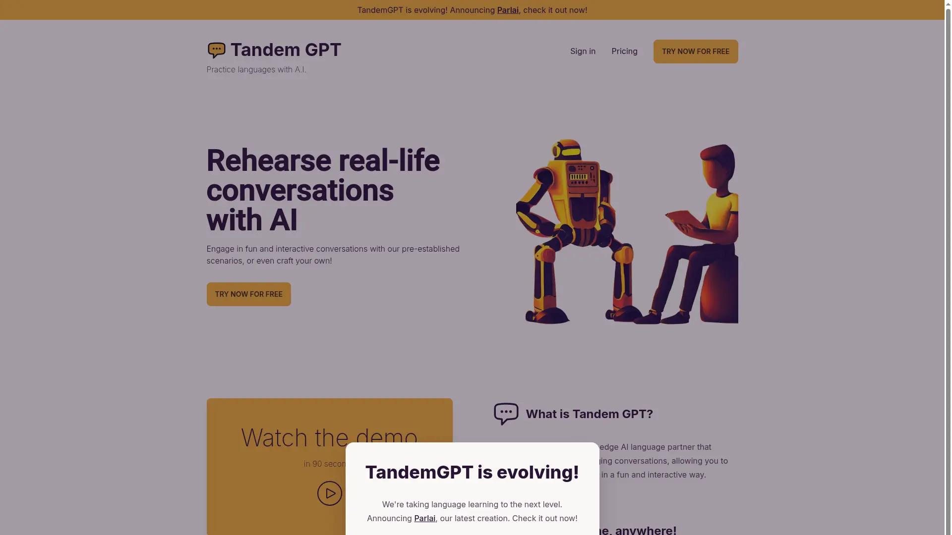 Tandem GPT screenshot