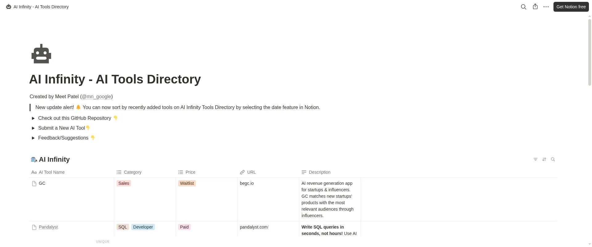 AI Infinity - AI Tools Directory screenshot
