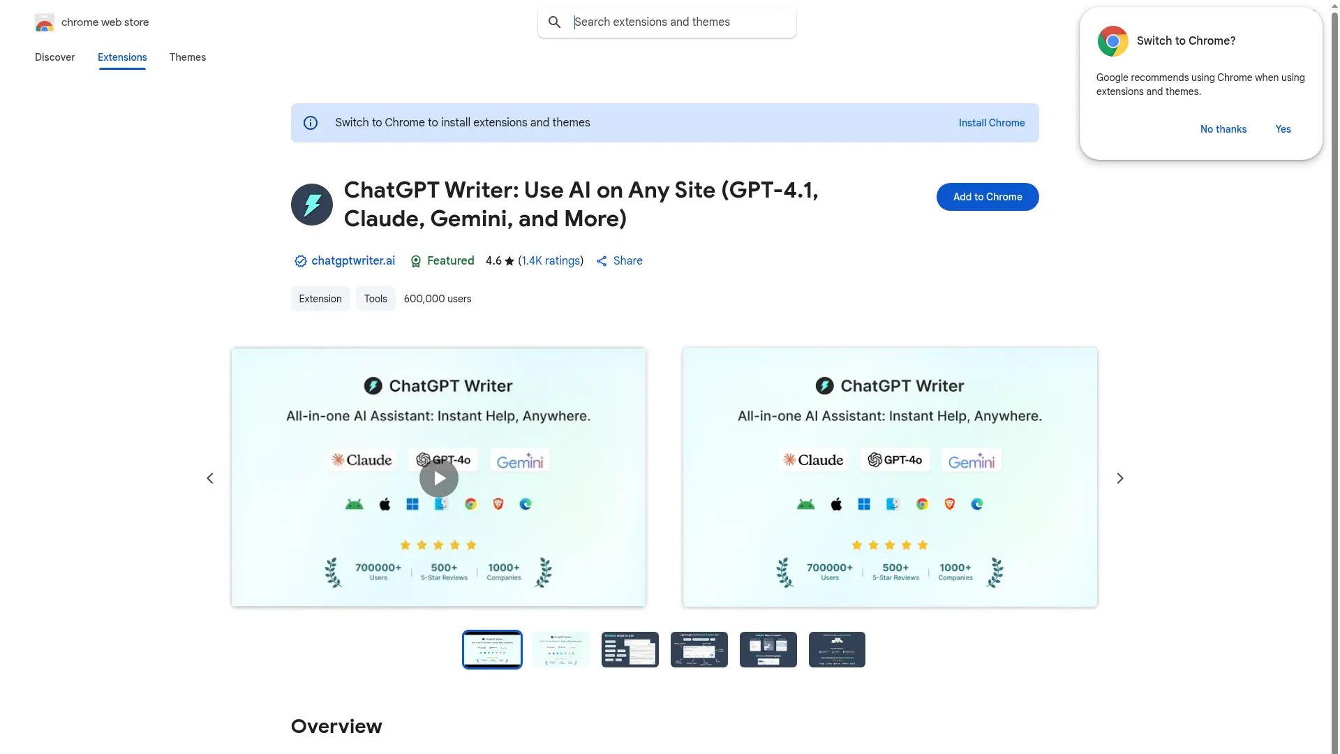 ChatGPT Writer screenshot