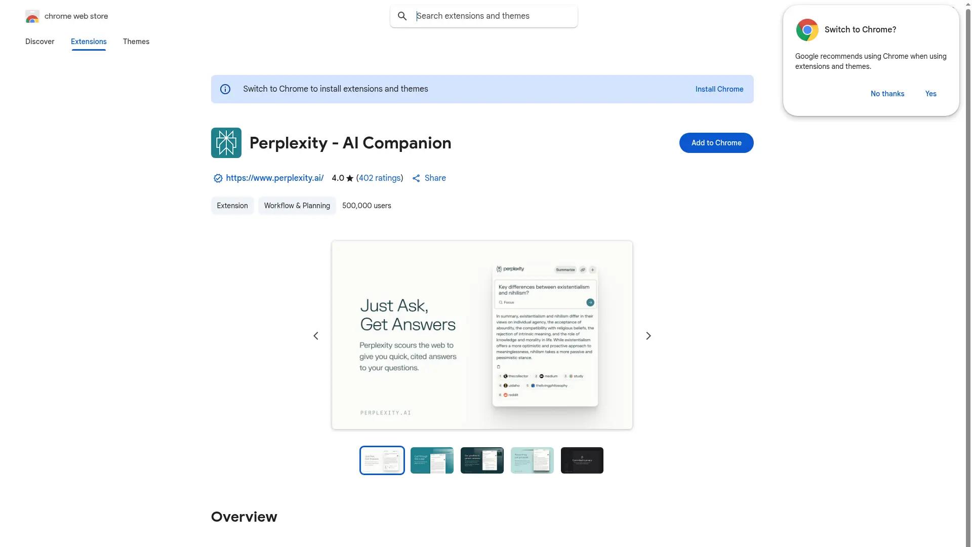 Perplexity screenshot
