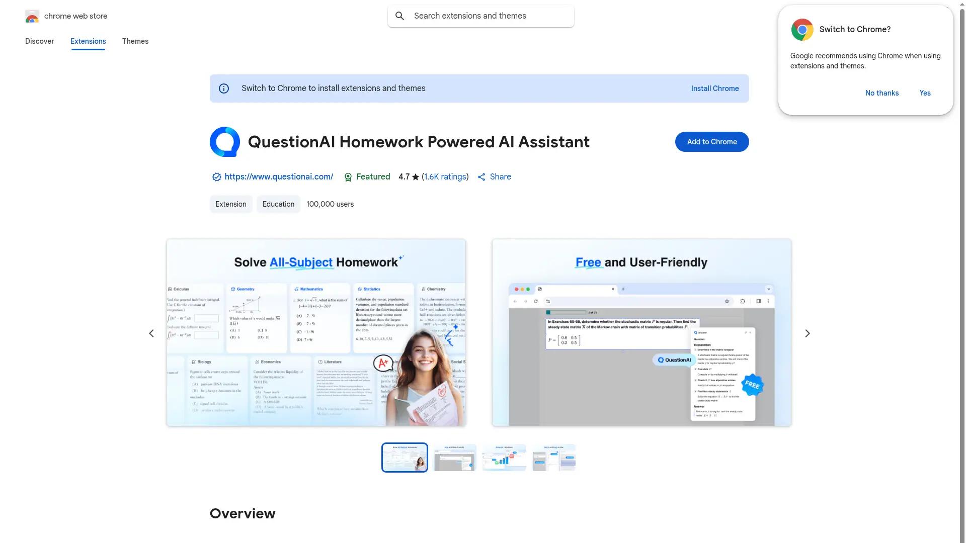 QuestionAI Homework Powered AI Assistant screenshot