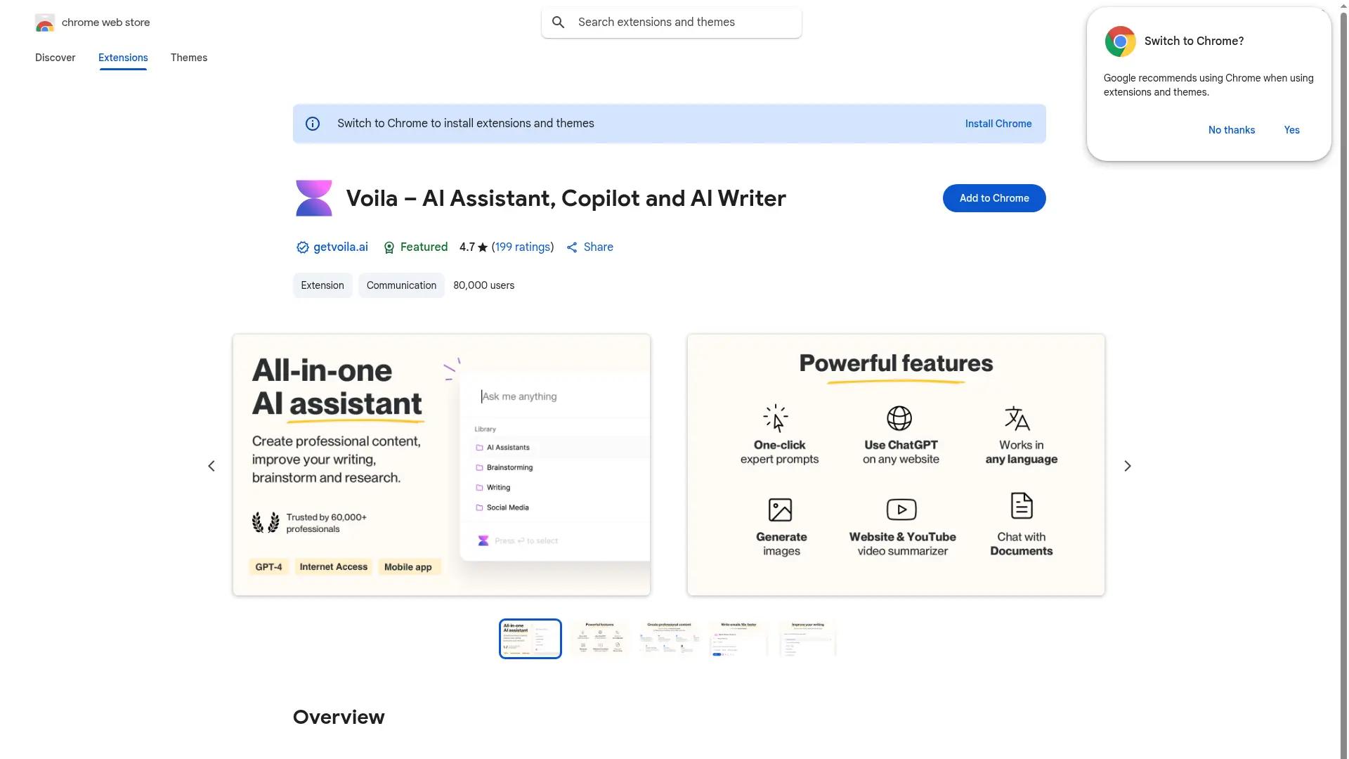 Voila AI Writer screenshot