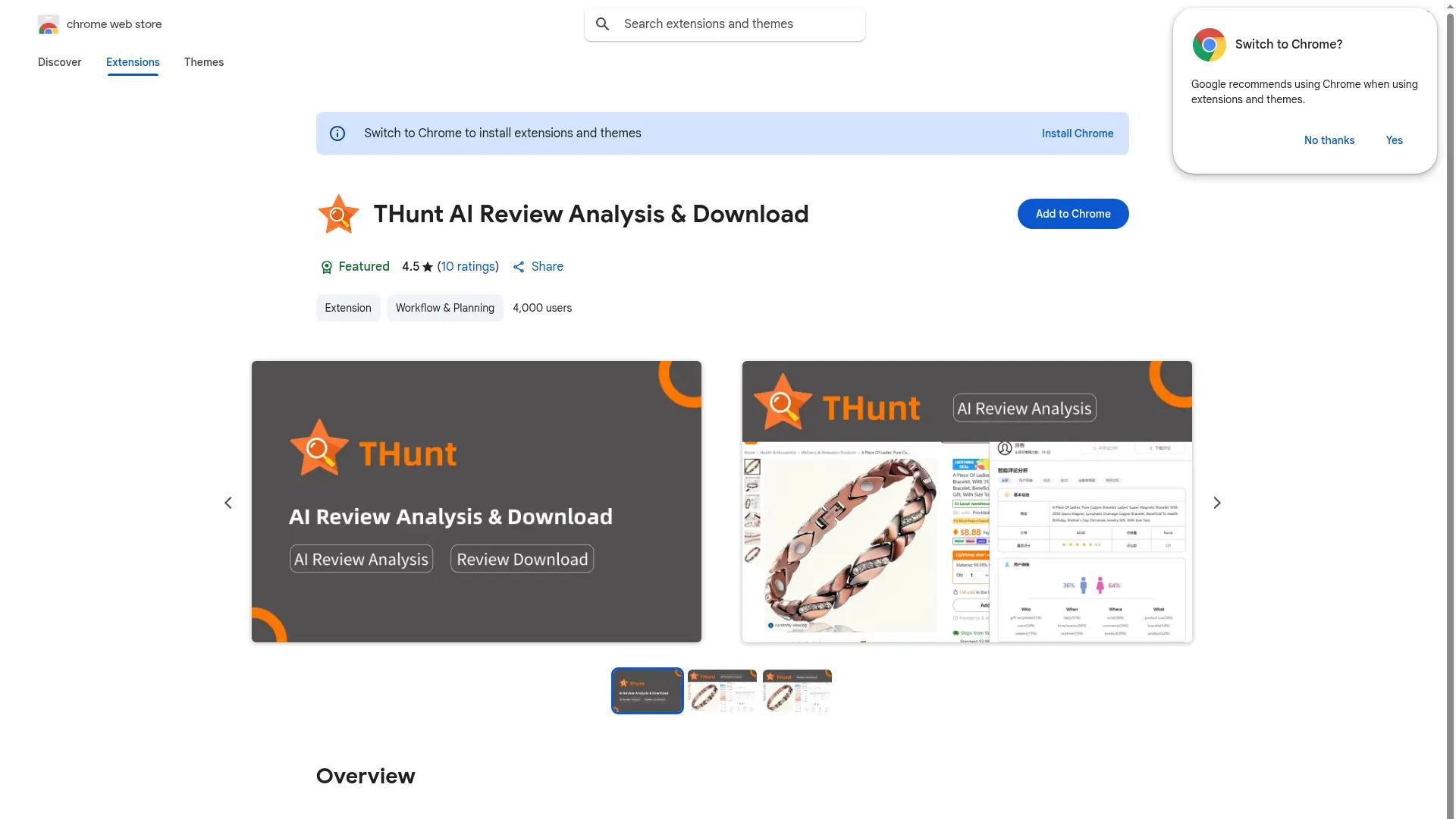 THunt Review Analyzer screenshot