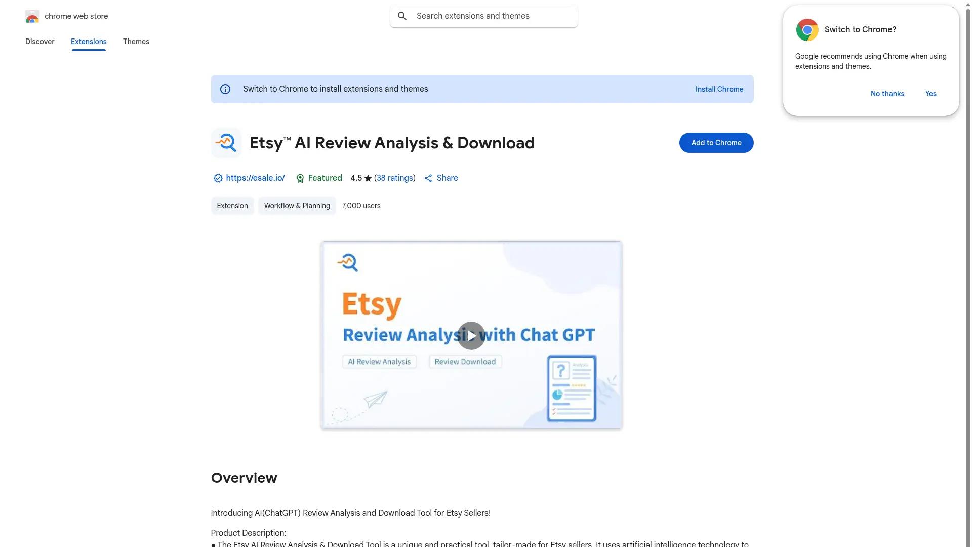 Etsy Review Analyzer screenshot