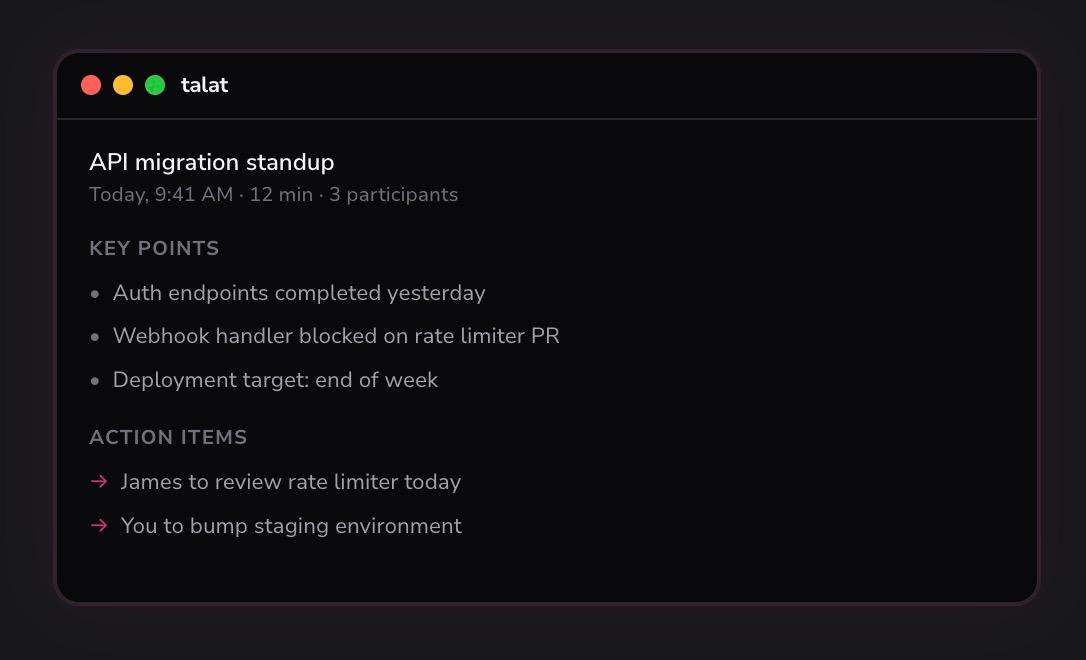 Talat AI Meeting Notes Review: Local-First Privacy