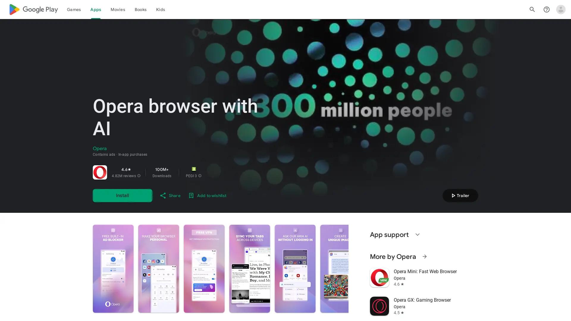 Opera browser with AI screenshot
