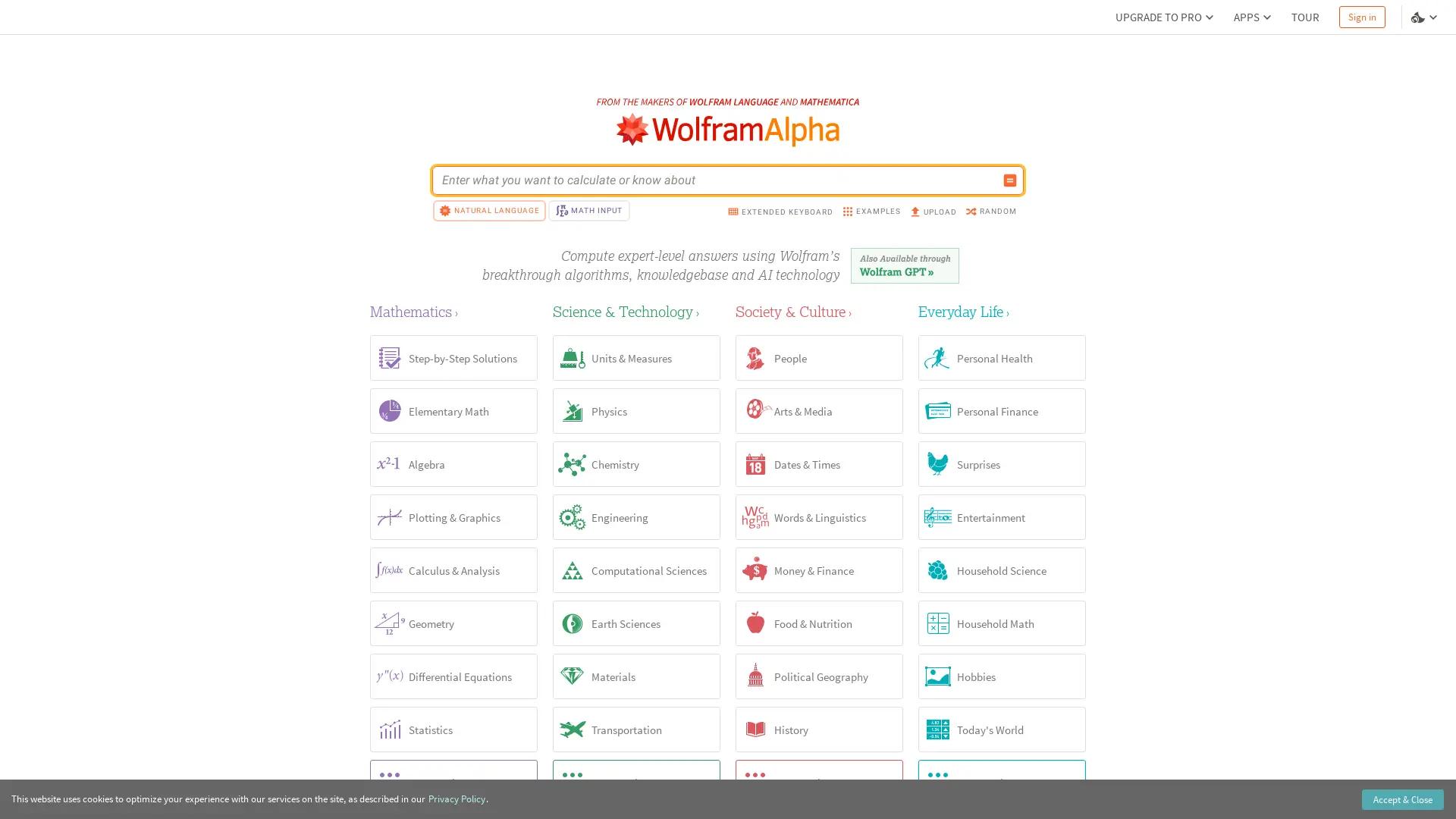 WolframAlpha screenshot