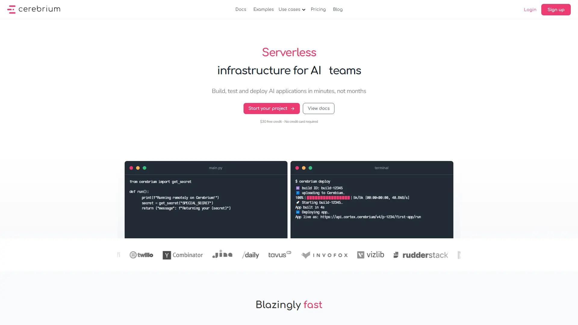 Cerebrium screenshot